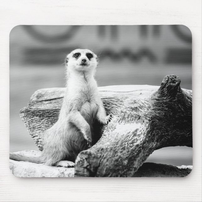 Alfombrilla De Ratón Meerkat blanco y negro en un árbol (Frente)