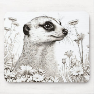 Alfombrilla De Ratón Meerkat Pacíficos Esbozo de pintura natural