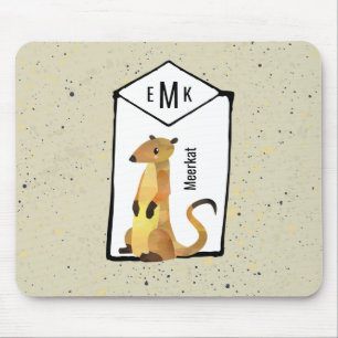 Alfombrilla De Ratón Meerkat sobre fondo beige con monograma
