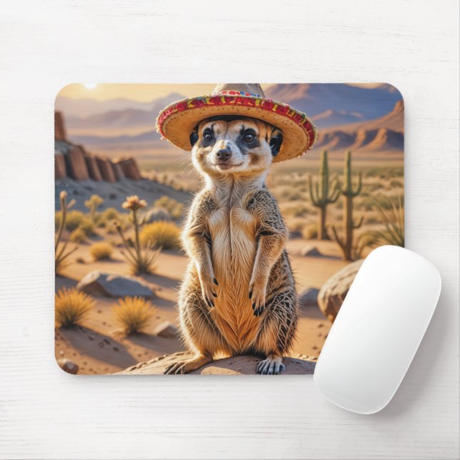 Alfombrilla De Ratón Meerkat viste un Sombrero (Con ratón)