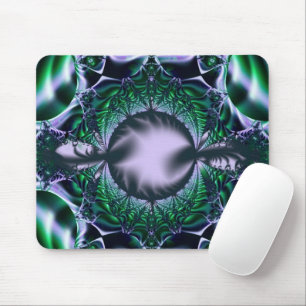 Alfombrilla De Ratón Meg Arte fractal verde y azul