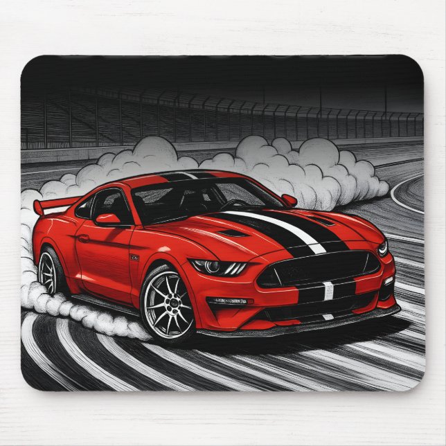 Alfombrilla De Ratón Mejor Coche de Derrape Rojo Muscle (Frente)