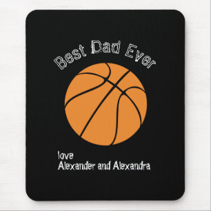 Alfombrilla De Ratón Mejor papá de baloncesto jamás Texto desgastado 