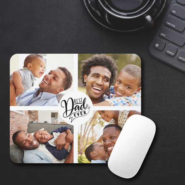 Alfombrilla De Ratón Mejor Papa nunca cuatro toques para el ratón (Best Dad Ever Four Photo Mouse Pad)