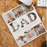 Alfombrilla De Ratón Mejor Papá Nunca | Nueve Collages de fotos<br><div class="desc">Este sencillo y dulce mousepad dice "Mejor Papá Nunca" en las modernas y modernas tipografías con un punto de nombres y un mensaje personalizado. La estética minimalista incluye una plantilla de nueve fotos de tus fotos personales favoritas para un regalo que a cualquiera le gustaría. El Día del Padre es...</div>