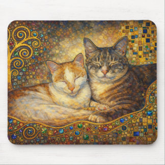 Alfombrilla De Ratón Mejores amigos gatos inspirados en Klimt