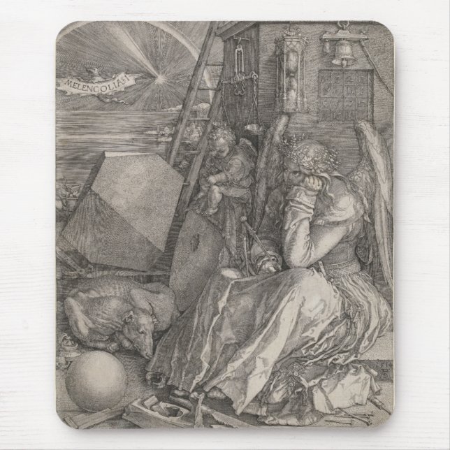 Alfombrilla De Ratón Melancholia I, grabando por Albrecht Durer (Frente)