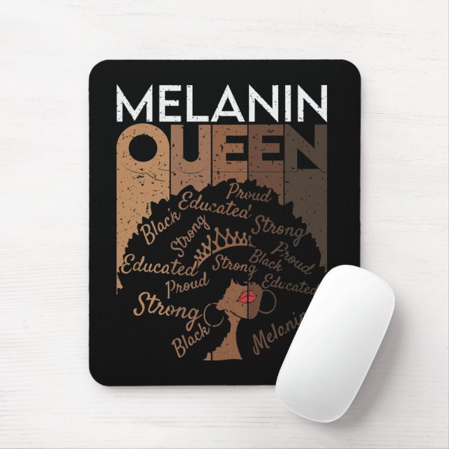 Alfombrilla De Ratón Melanin Afro Queen Word Art (Con ratón)