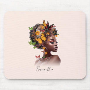 Alfombrilla De Ratón Melanin Magic: el cabello afro y la mariposa color
