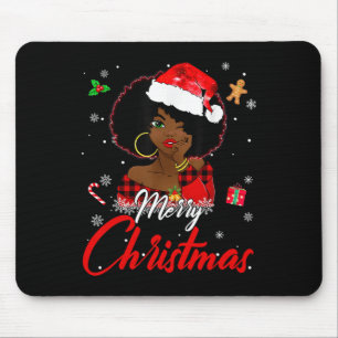 Alfombrilla De Ratón Melanin Navidades de la Chica africana norteameric