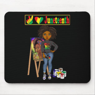 Alfombrilla De Ratón Melanin Peace Love Juneteen (Mujeres negras en jun