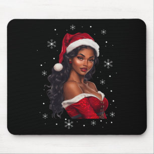 Alfombrilla De Ratón Melanin Santa Claus Chr, Chica afroamericano de Áf