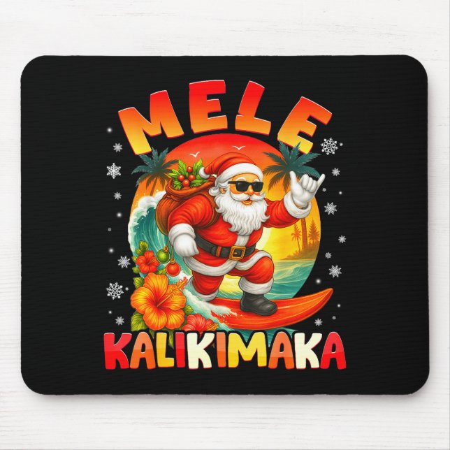 Alfombrilla De Ratón Mele Kalikimaka Santa Rock On Hawaii Christmas Xma (Frente)