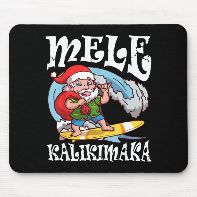 Alfombrilla De Ratón Mele Kalikimaka Santa Surfing Hawaii Christmas  (Frente)