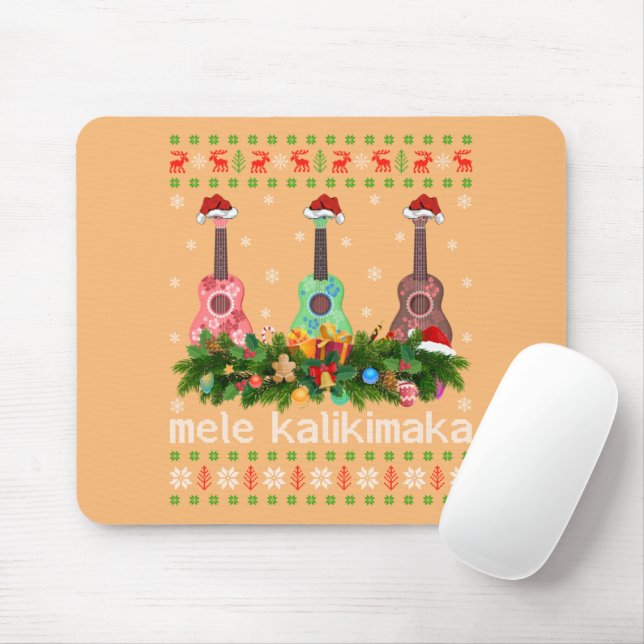 Alfombrilla De Ratón Mele Kalikimaka Ukulele Regalo de guitarra Ugly Uk (Con ratón)