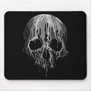 Alfombrilla De Ratón Melting Skull Black White Art Grapheen