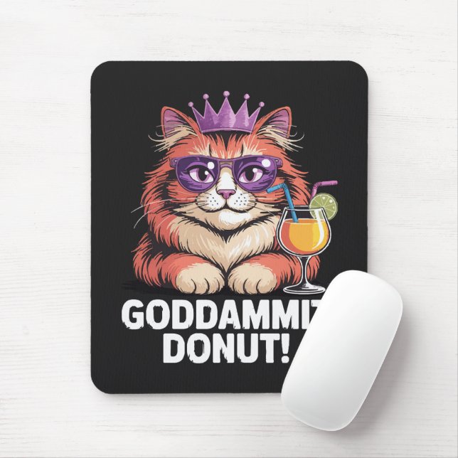 Alfombrilla De Ratón Meme de gato princesa de donut de mujer (Con ratón)