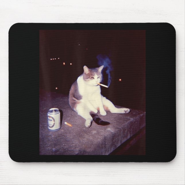 Alfombrilla De Ratón Meme divertido Cigarette Kitten Brainrot Silly (Frente)