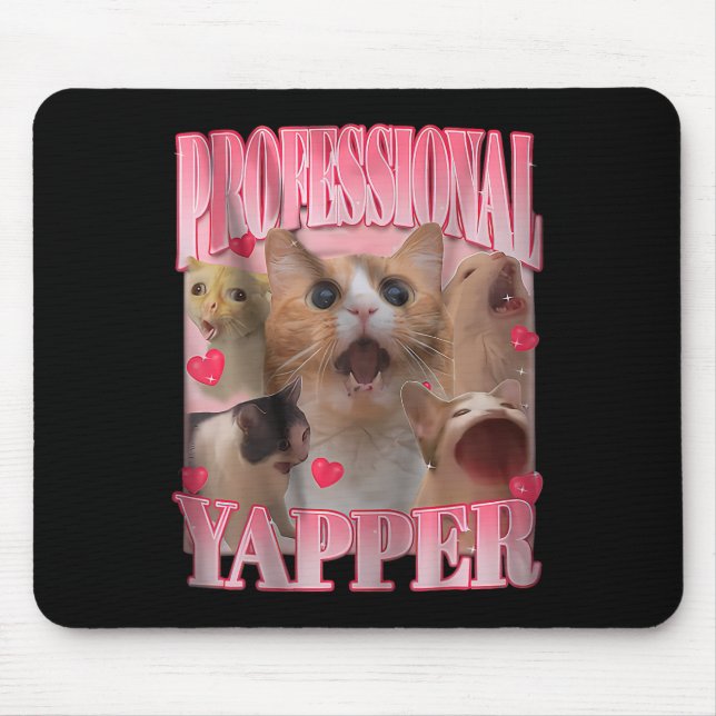 Alfombrilla De Ratón Meme divertido de yapper Cat profesional (Frente)