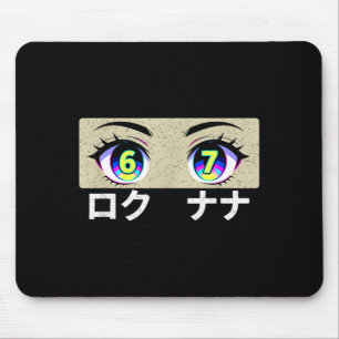 Alfombrilla De Ratón Meme Divertido Seis Siete 6 Y 7 En Ojos De Anime J