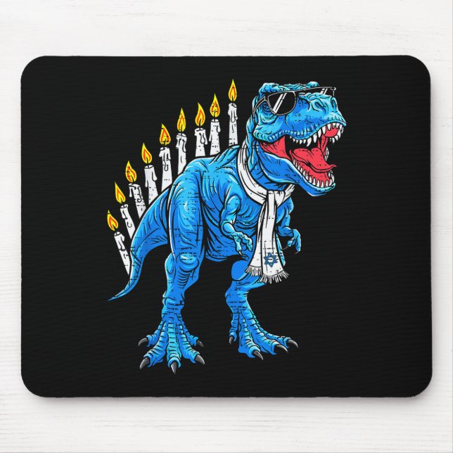 Alfombrilla De Ratón Menorasaurus Hanukkah T Rex Dinosaur Dino Chanukah (Frente)