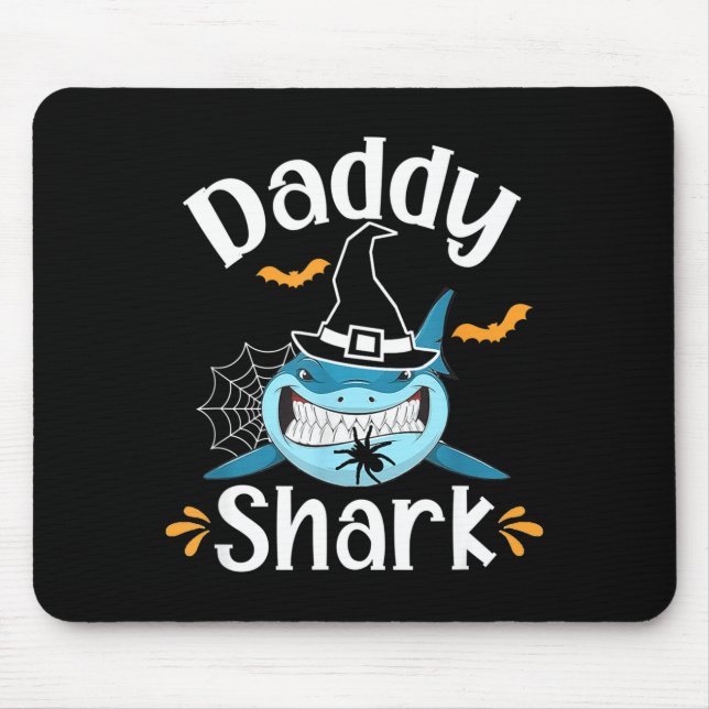Alfombrilla De Ratón Mens Daddy Shark Funny Halloween Daddy Announcemen (Frente)