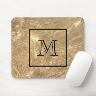 Alfombrilla De Ratón Mens Monogramada Creme Marble