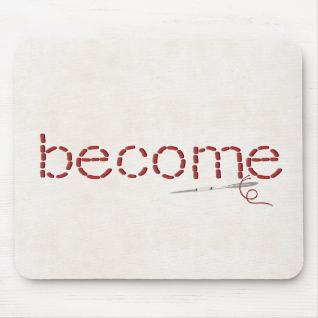 Alfombrilla De Ratón mensaje de texto de costura roja CONVERTIRSE con a (Frente)
