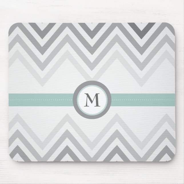 Alfombrilla De Ratón Menta + Chevron gris Mousepad (Frente)