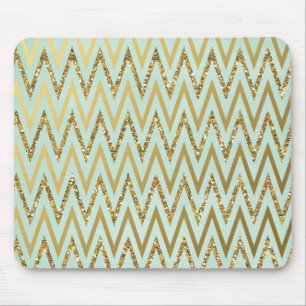 Alfombrilla De Ratón Menta y oro Chevron Mousepad