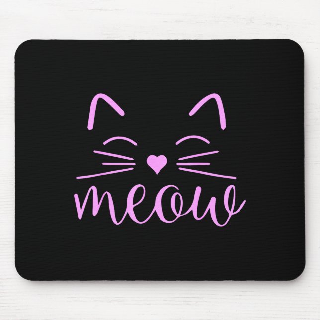 Alfombrilla De Ratón Meow Cute Cat Face Funny Quote For Cat Fans  (Frente)