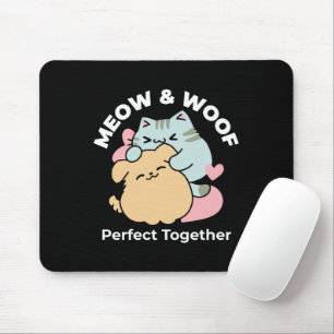 Alfombrilla De Ratón Meow & Woof Perfect Together: Gato y perro delicio