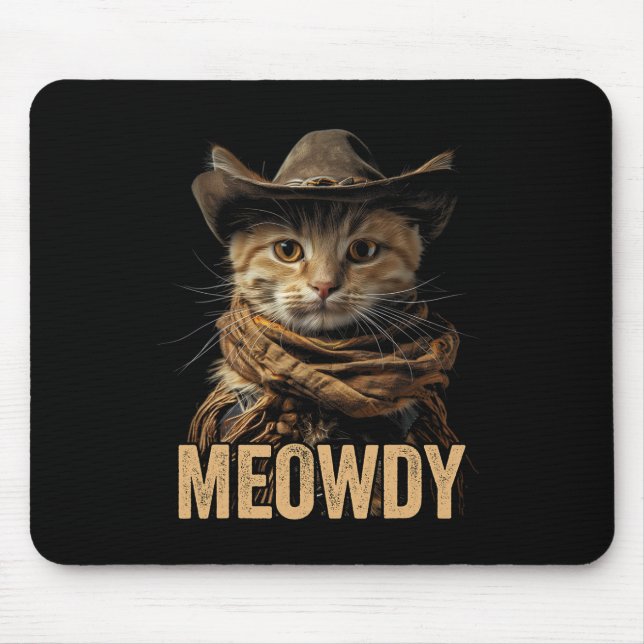 Alfombrilla De Ratón Meowdy Cat Shirt Meowdy Cowboy Country Western (Frente)