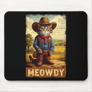 Alfombrilla De Ratón Meowdy Funny Country Side Cat Gorra Vintage Cowboy