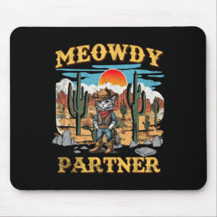 Alfombrilla De Ratón Meowdy Partner Cat Western Cowboy Vintage Cat Meow