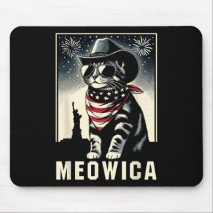 Alfombrilla De Ratón Meowica Eeuu Gato 4 De Julio Funny Patriótico