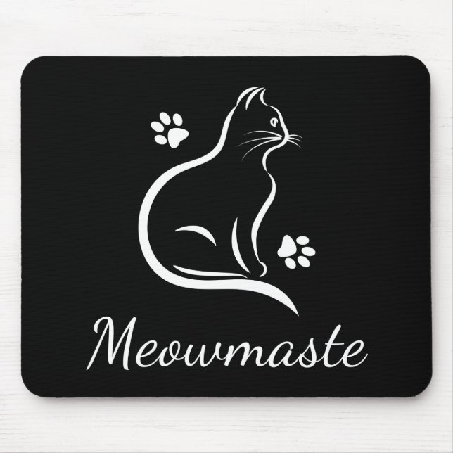 Alfombrilla De Ratón Meowmaste Cat Yoga Mousepad Black (Frente)