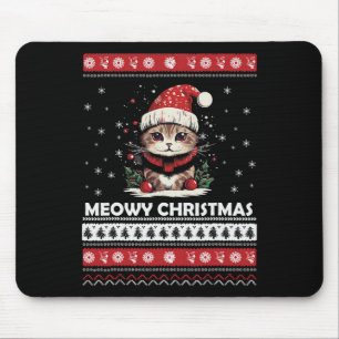 Alfombrilla De Ratón Meowy Catmas Cat Santa Navidades Kitten Xmas Fea