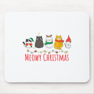 Alfombrilla De Ratón Meowy Catmas Cute Kitten Cat Santa Hat Xmas Holida