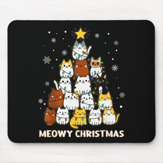 Alfombrilla De Ratón Meowy Christmas Tree Merry Catmas Cat Lover For Me (Frente)