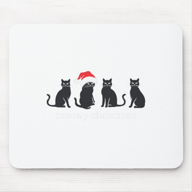 Alfombrilla De Ratón Meowys Navidades Gato negro Sombrero Presente Anim (Frente)