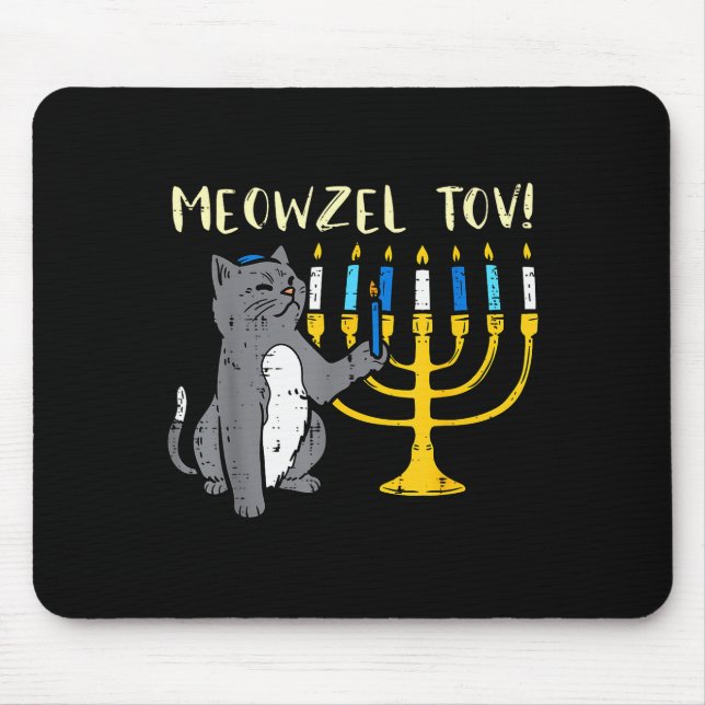 Alfombrilla De Ratón Meowzel Tov Jewish Cat Funny Hanukkah Chanukah Pjs (Frente)