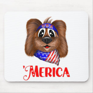 Alfombrilla De Ratón Merica Cute Dog, Patriotic Pup