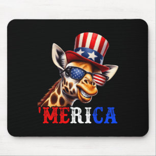 Alfombrilla De Ratón Merica Giraffe Patriótica 4 De Julio Divertidos Ni