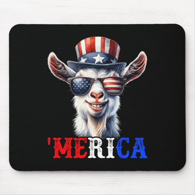 Alfombrilla De Ratón Merica Goat Patriótico 4 De Julio Niños Graciosos  (Frente)