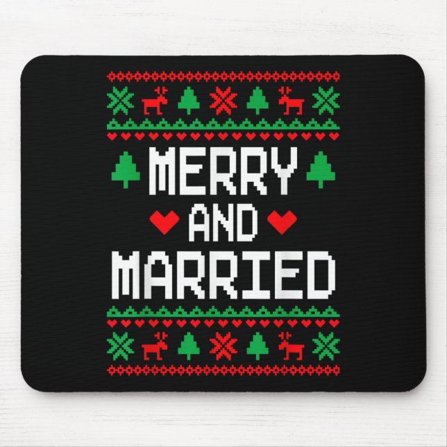 Alfombrilla De Ratón Merry And Married Couples Matching Ugly Christmas  (Frente)