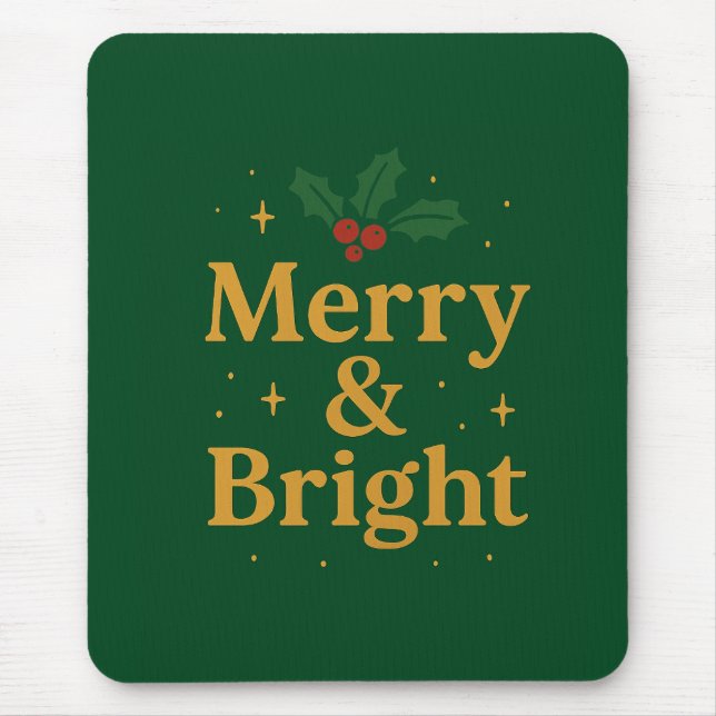 Alfombrilla De Ratón Merry & Bright Christmas Quote (Frente)