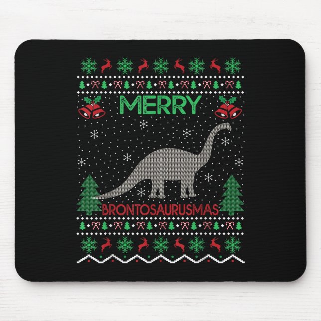 Alfombrilla De Ratón Merry Brontosaurus Xmas Gift Ugly Brontosaurus Chr (Frente)