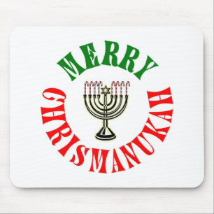 Alfombrilla De Ratón Merry Chrismanukah - Navidades Chanukah Menorah