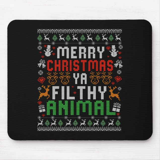 Alfombrilla De Ratón Merry Christmas Animal Filthy Ya Xmas Pajama Shirt (Frente)